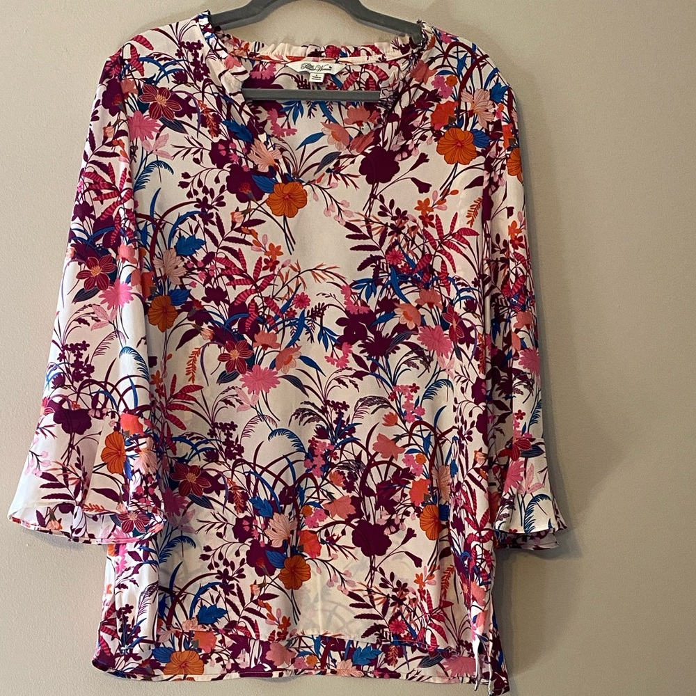 The Pioneer Woman Beautiful Pink Multi Floral V-Neck Blouse
